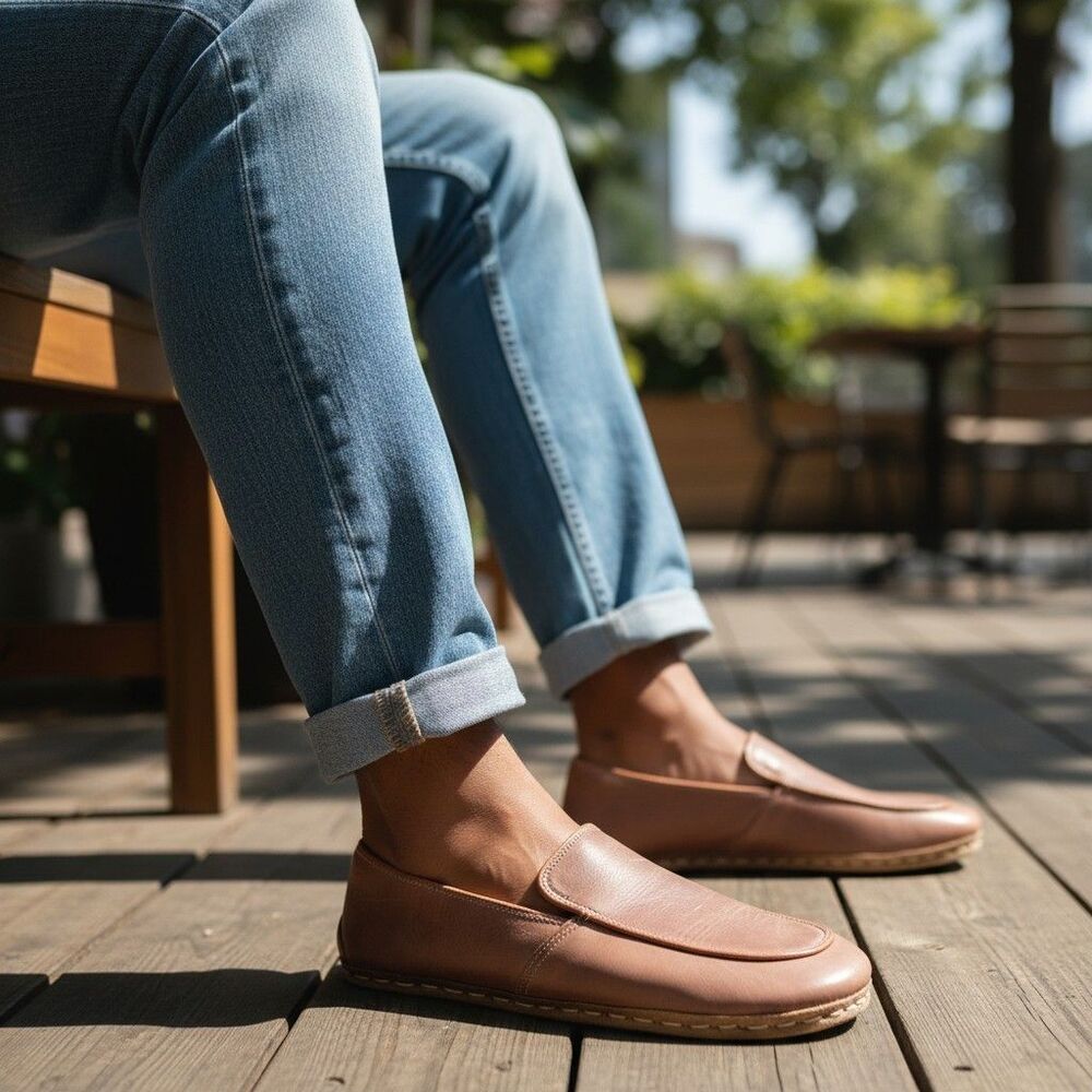 Swiss Barefoot Copper Rivet Shoes Mens 8 Brown Leather Grounding Slip On 41